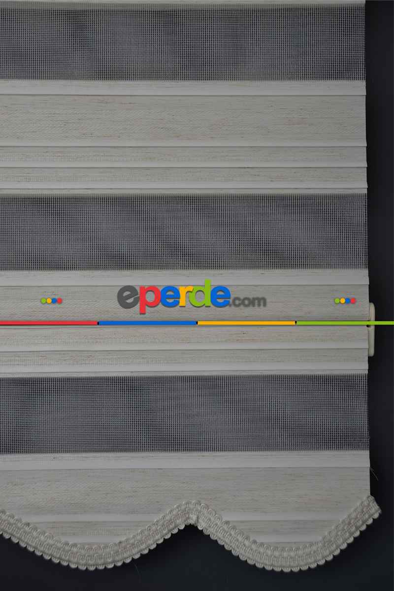 Halim Perdesan Plz-800 Keten & Beyaz Renk Etekli Veya Eteksiz Zebra Stor Perde