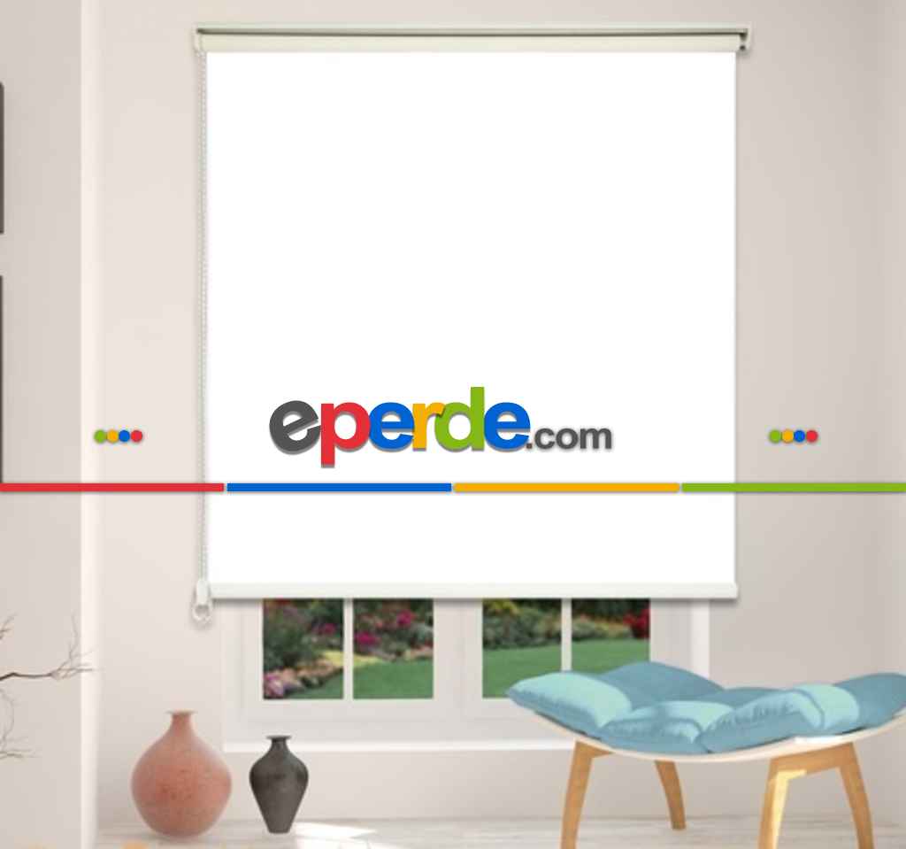 Beyaz Karartma Stor Perde- Beyaz