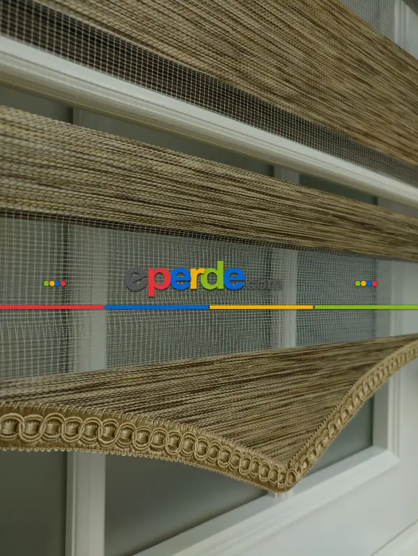 Zebra Perde - Bambu Düz Zebra Perde - Kahve Açık