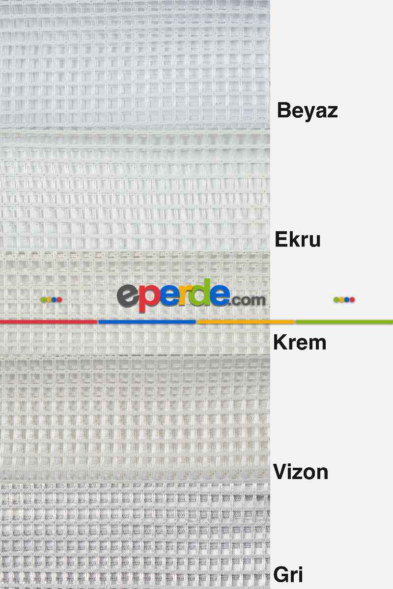 5 Renk, Ekru File Tül Perde, Ağır Gramajlı Premium Seri