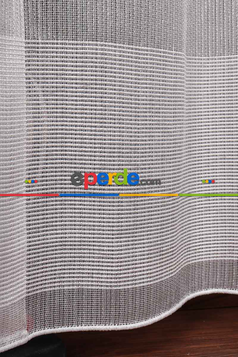 Yatak Odası - Etek Bantlı Keten Tül Perde Grz 2165