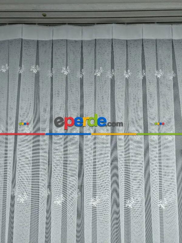 Salon Tül Perde - Grek Brode İşlemeli Yüksek Nakış Kaliteli Yeni Sezon Ürün- Ekru