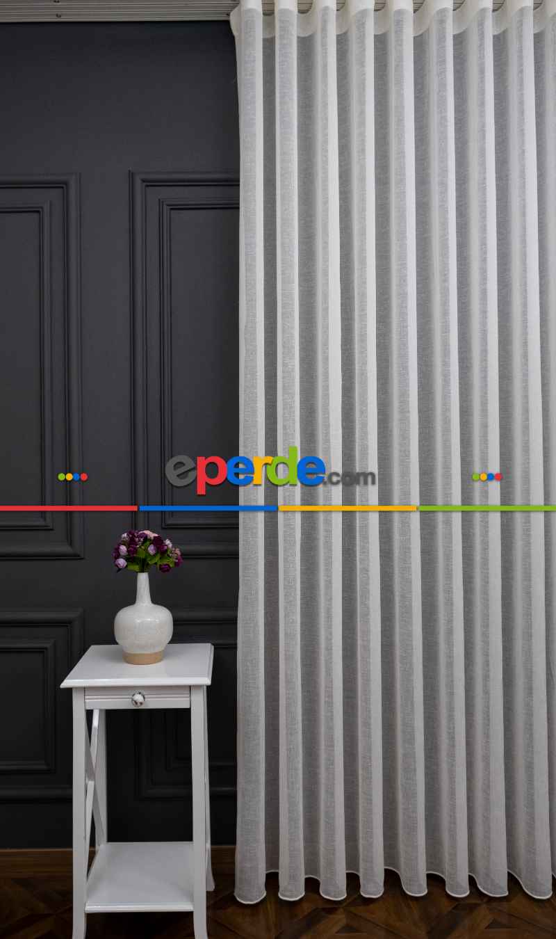 Keten Tül Ütü İstemez Dökümlü Tül - İtinalı Dikiş - S Pile