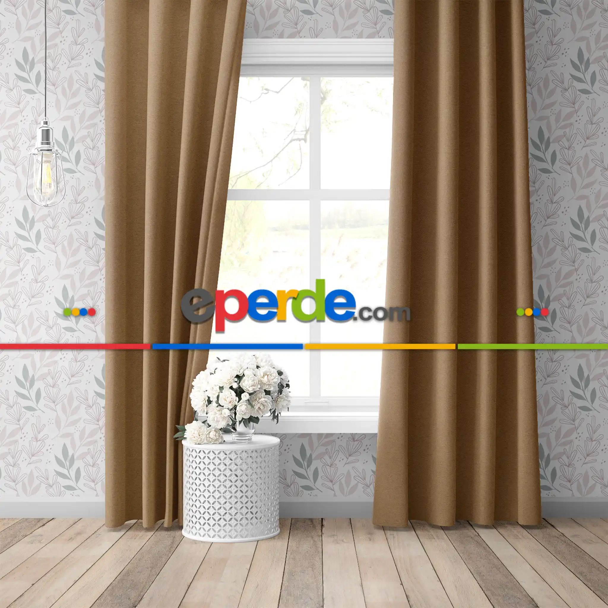 Salon - Blackout Karartma Tek Kanat Fon Perde Tarçın Kahve