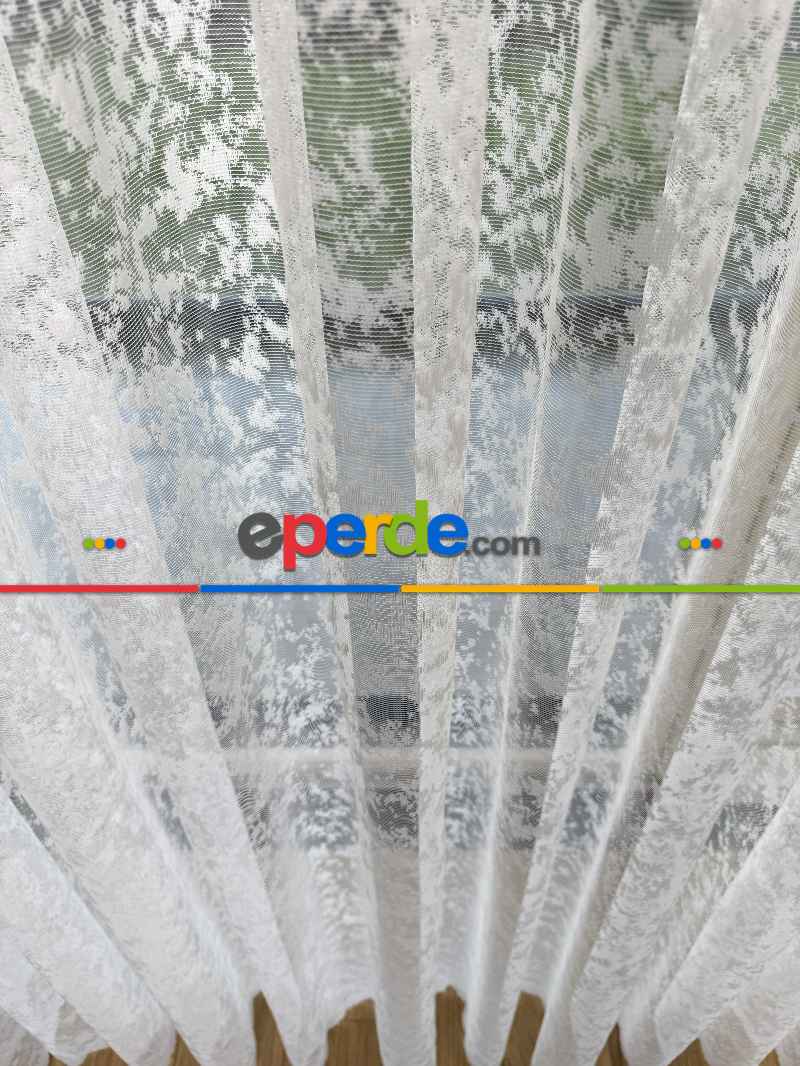 Yatak Odası - Fransız Dantel Örme Tül Perde, Desenli Ütü İstemeyen Tül