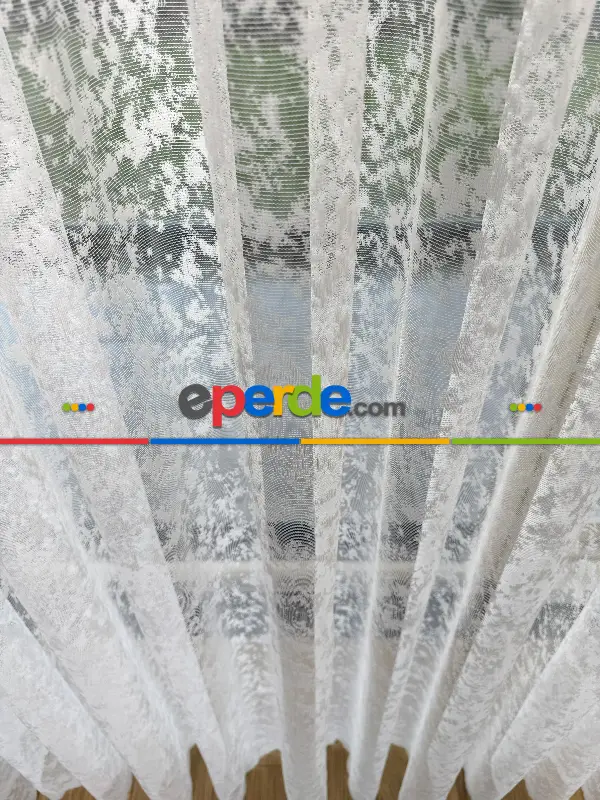 Fransız Dantel Örme Tül Perde, Desenli Ütü İstemeyen Tül