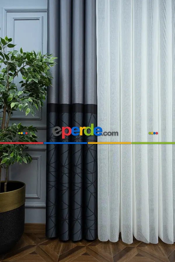 Lens Akıllı Dikey Tül Perde Mermer-33- Çok Renkli 2