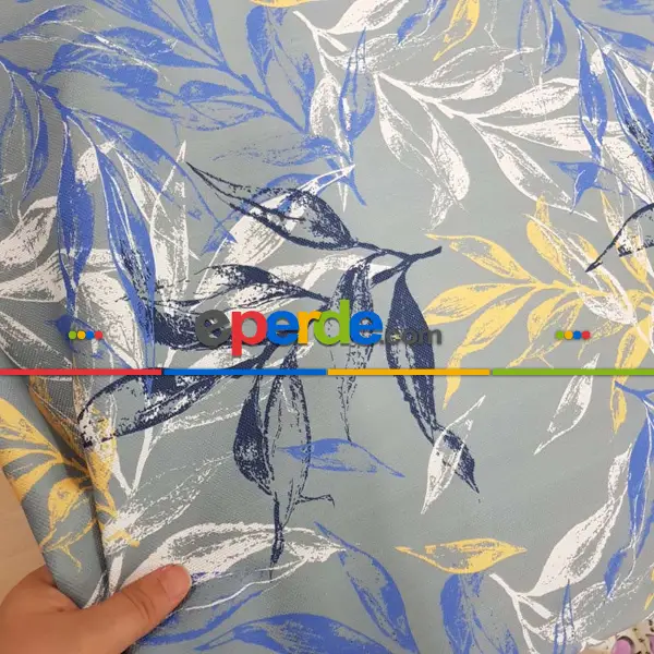 Yatak Odası - Yaprak Desenli Fon Perde Evm1518 Kumaşı Kalındır Duck Bezi Değildir-  Çok Renkli 2