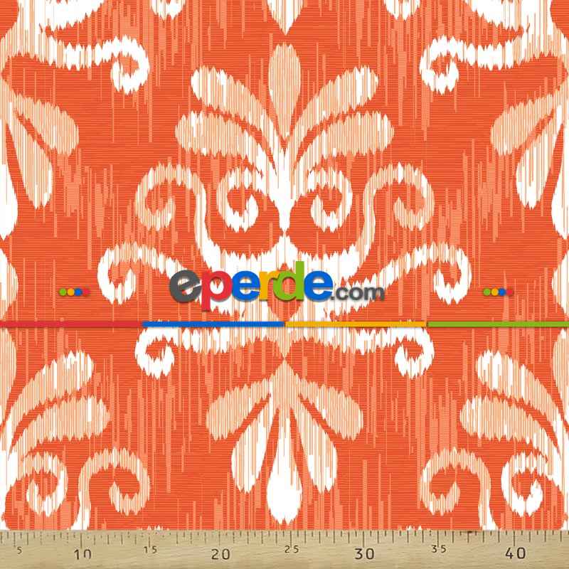 Salon Fon - Etnik Desenli Fon Perde Evm1081 Kumaşı Kalındır Duck Bezi Değildir- Beyaz-Krem