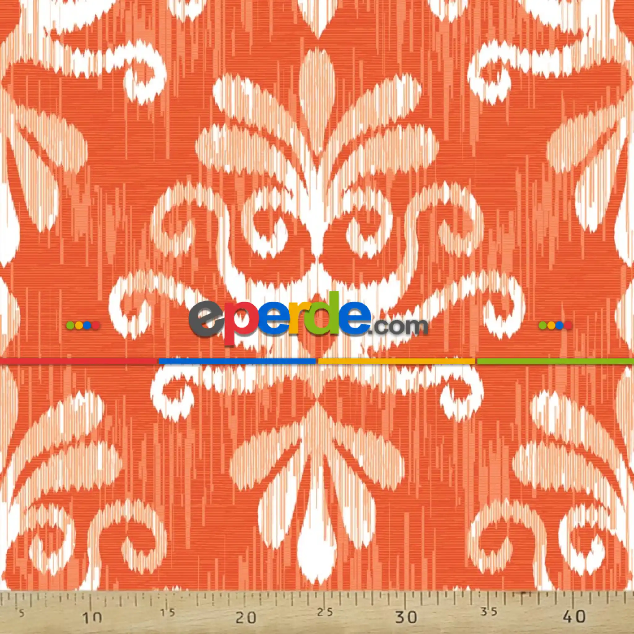 Salon Fon - Etnik Desenli Fon Perde Evm1081 Kumaşı Kalındır Duck Bezi Değildir- Beyaz-Krem