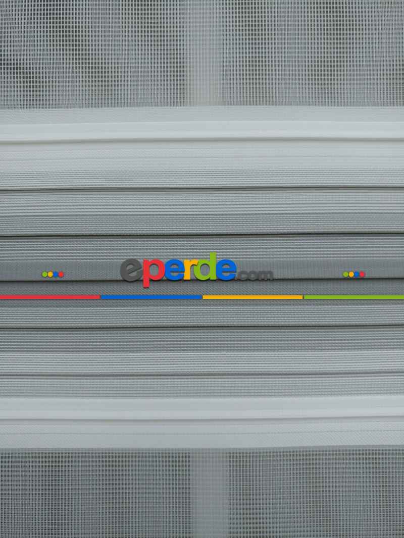 Zebra Perde - Degrade Renk Geçişli Pileli Zebra Perde- Gri Açık-gri Koyu