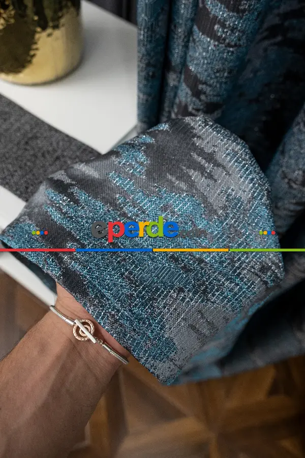 Yatak Odası - Antrasit Petrol Yeşil Jakar Etek Pano Dökümlü Gramajlı Uygun Fiat Fon Perde (180)- Petrol Yeşil