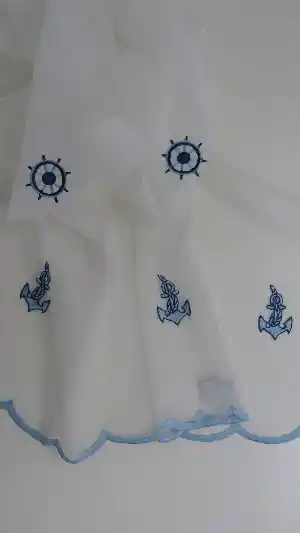 Çapa Desen Denizci Tül Perde 7345- Lacivert-Mavi-Bordo
