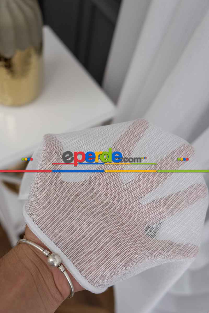 Sık Dokulu Çizgili Yeni Trend Düz Tül Perde ( Ütü İstemez)