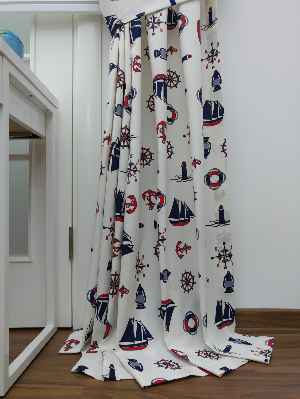 Fon Perde Denizci - Çapalı Fon Perde ( Kalın Pamuklu Kumaş )- Lacivert-mavi-kırmızı