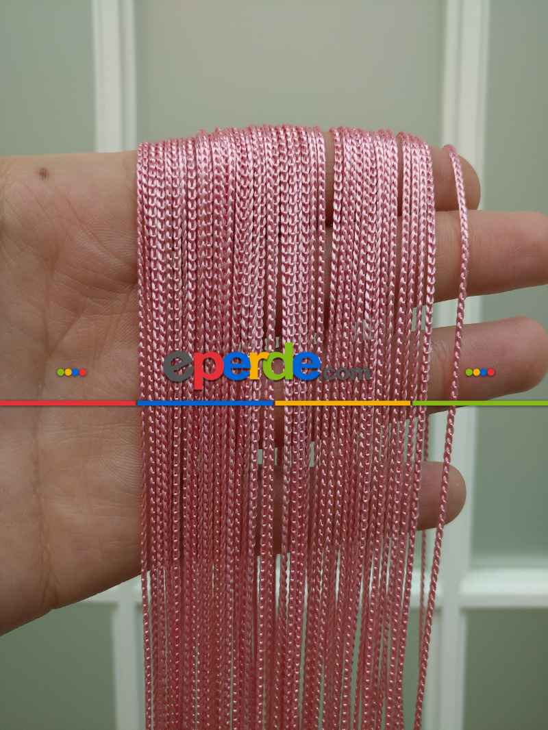 İp Perde - İnce Zincir Serisi İp Perde (beyaz, Krem, Gri, Kırmızı, Bordo, Siyah, Mavi, Pembe, Sarı)- Pembe