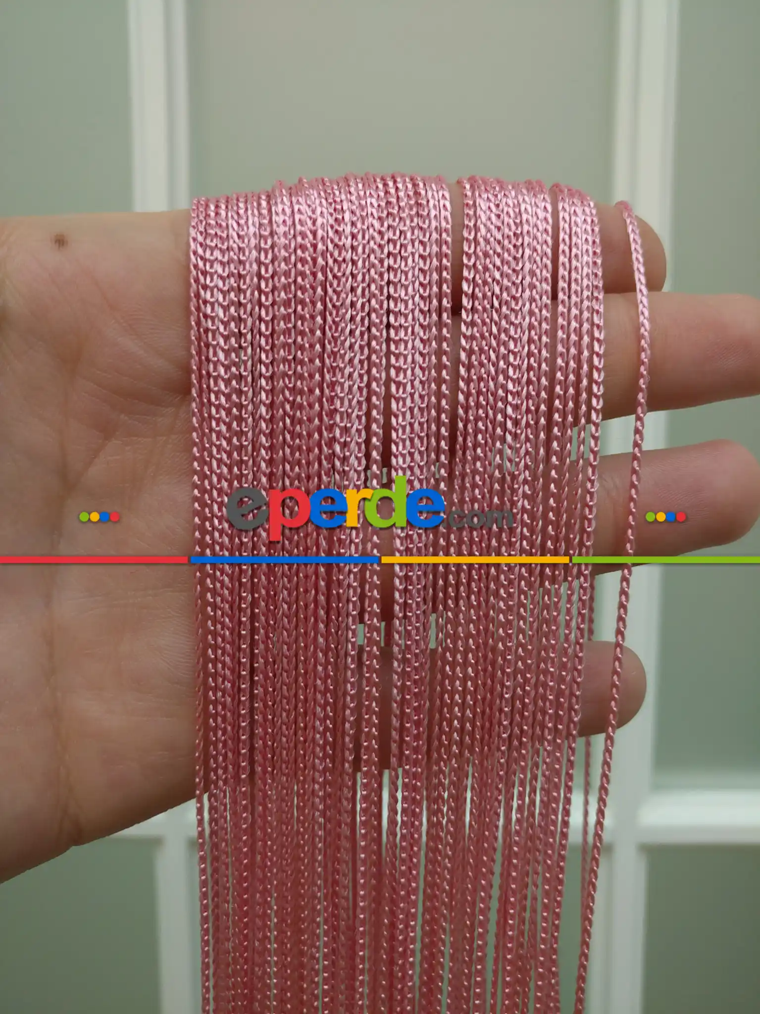 İp Perde - İnce Zincir Serisi İp Perde (beyaz, Krem, Gri, Kırmızı, Bordo, Siyah, Mavi, Pembe, Sarı)- Pembe