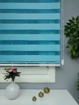 Perle Home Düz Mavi Zebra Perde