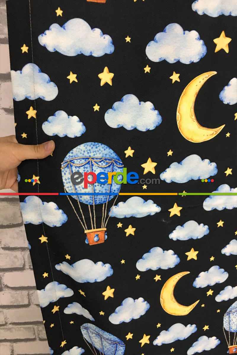 Aydede Bulut Desenli Fon Perde Evm802 Kumaşı Kalındır Duck Bezi Değildir- Sarı-Beyaz