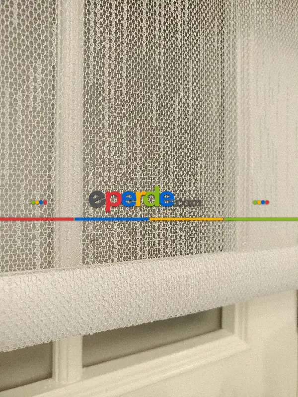 Çiftli Sistem Tül Stor Beyaz Örme Tül- Beyaz