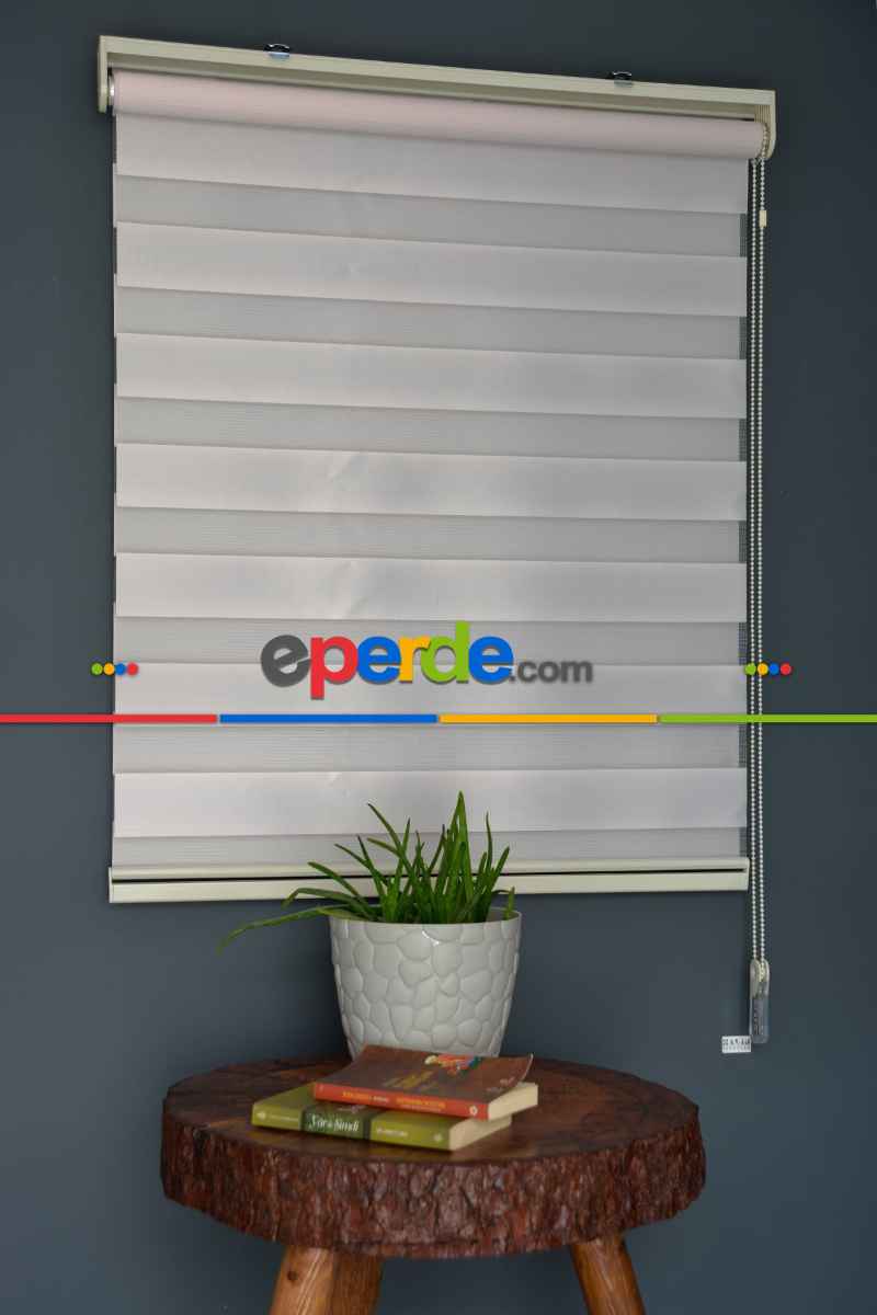 Halim Perdesan Ba-06 Pudra Renk Etekli Veya Eteksiz Zebra Stor Perde