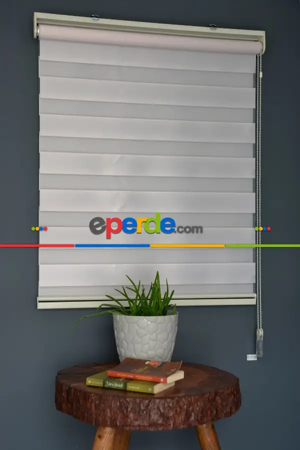 Halim Perdesan Ba-06 Pudra Renk Etekli Veya Eteksiz Zebra Stor Perde