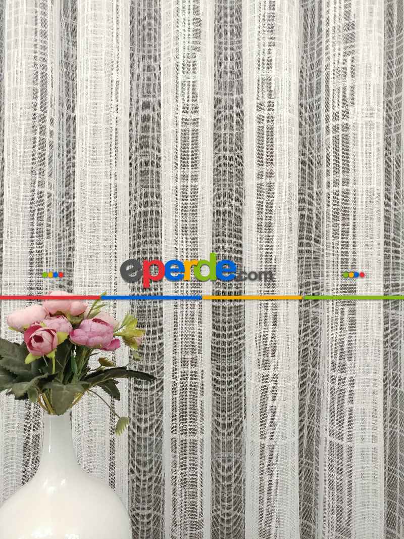 Spor Desen Fransız Dantel Tül Perde 041- Ekru