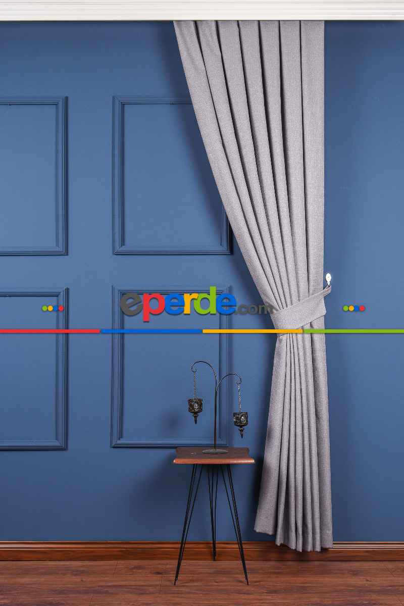 Gri Jakar Dokuma Fon Perde