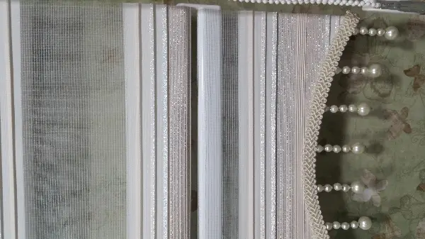 Salon Zebra Perde - Elit Simli Pileli Pudra Pembe Zebra Perde 43-4- Gri Açık