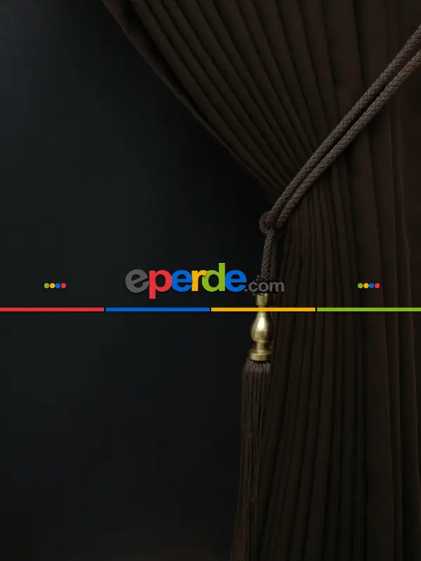 Düz Renk Dökümlü Fon Perde (180)- Kahve