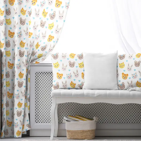 Çocuk Fon Perde Evim1616-3 Kumaşı Kalındır Duck Bezi Değildir- Mavi-beyaz