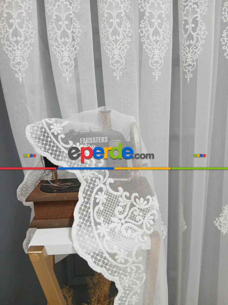 Yatak Odası - Brillant Beyaz Sim Varakli Şehrazat model Tül Perde