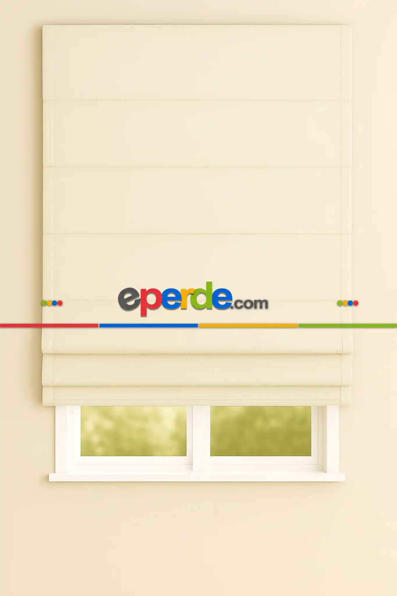 Salon - Katlamalı Perde Krem Fon Kumaşından 80cm X 1cm 