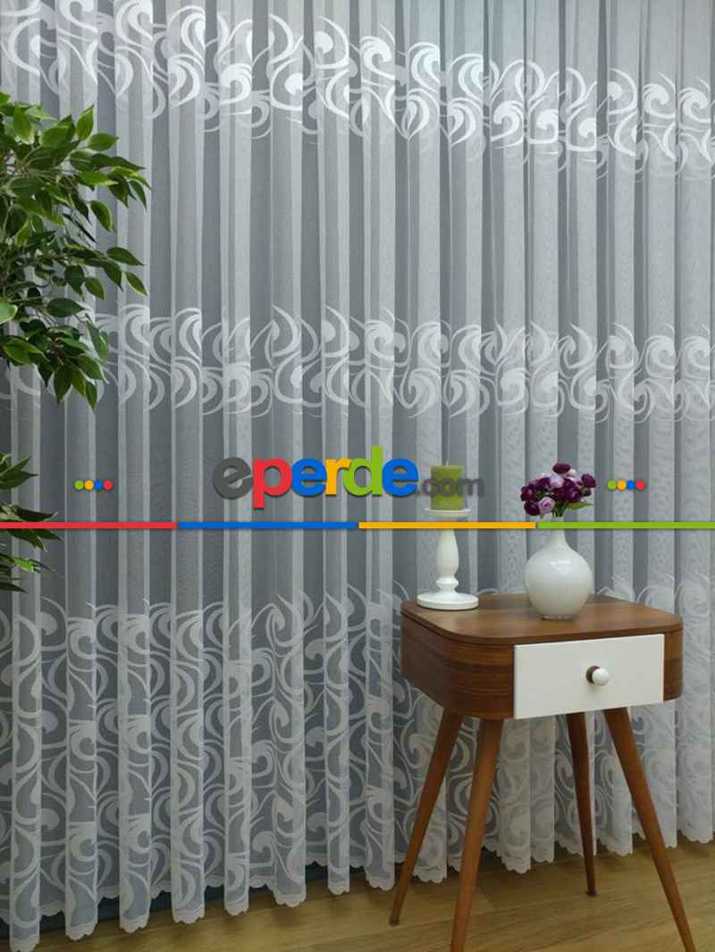 Oturma Odası - Ft Serisi Vakko Desen Tül Perde- Ekru