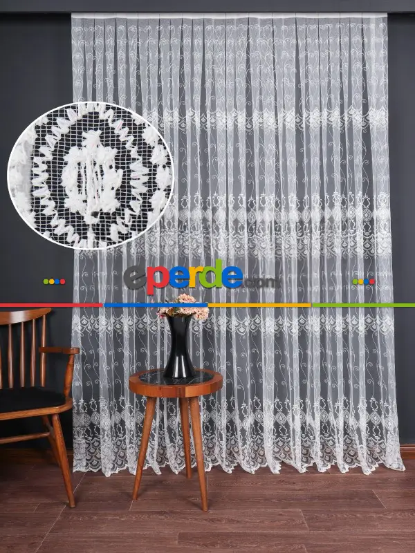Salon Ve Oturma Odası İçin Brode Tül Perde | Özel Desen