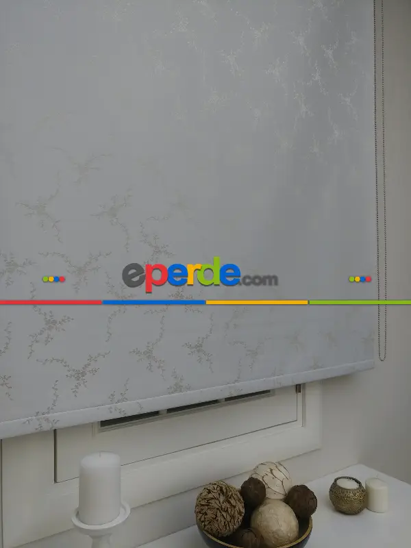 Salon Stor Perde - Gri Krem Desenli Blackout Karartma- Beyaz-krem- Çok Renkli 2