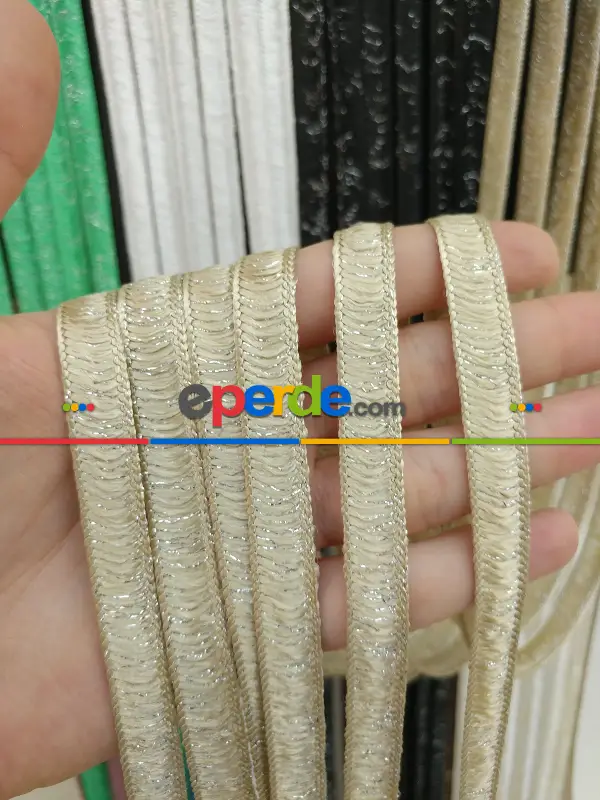 Bej Rengi İp Perde İpek Duble Serisi- Bej-gümüş