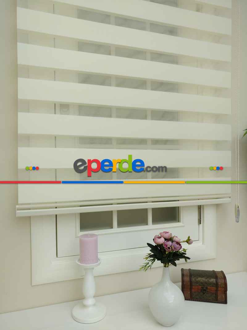 Oturma Odası - Zebra Perde - Düz Zebra Perde- Krem