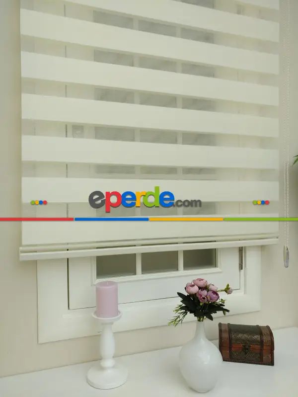 Salon Zebra Perde - Zebra Perde -düz Krem Renk Zebra (kalın Doku Zeminli)- Krem