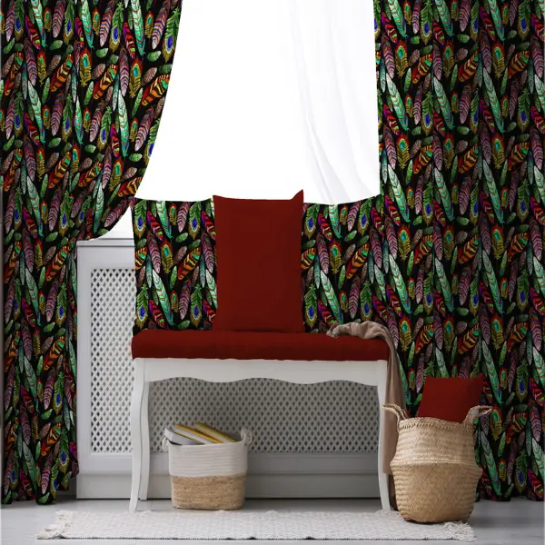 Kuşlu Fon Perde Evim 316 Kumaşı Kalındır Duck Bezi Değildir