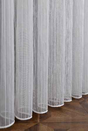 Yeni Trend Simli Çizgili Tül Perde-ekru- Kurşunlu Tül
