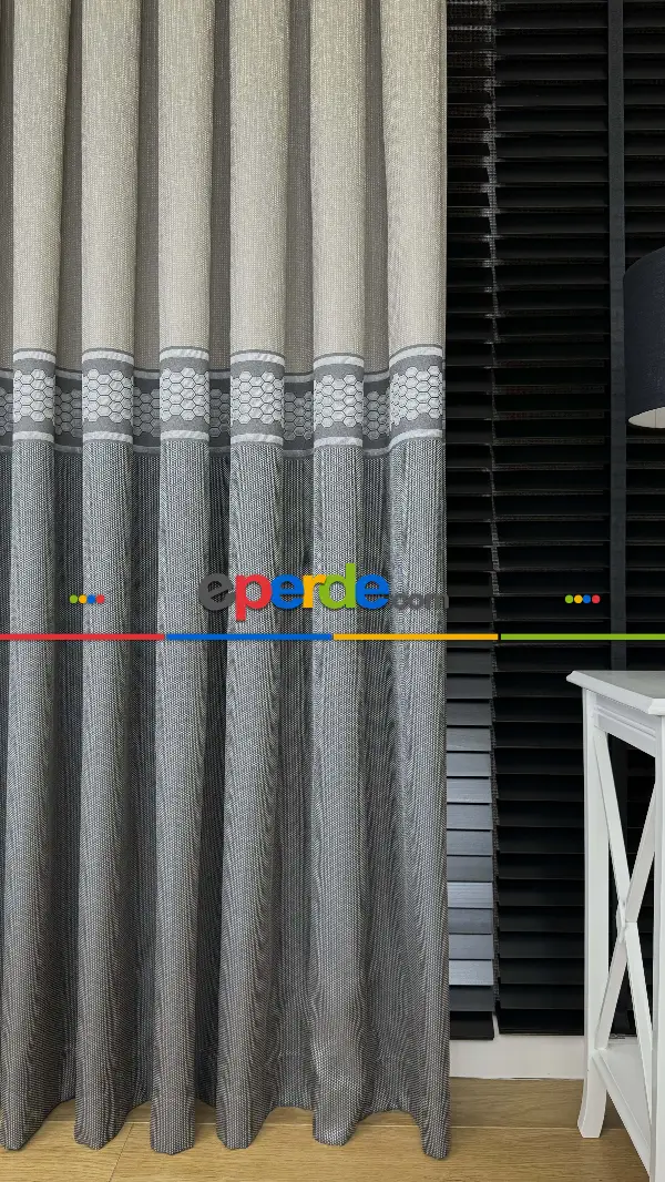 Bej Gri Jakar Dokuma Pano Fon Perde