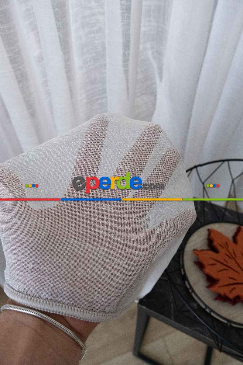 Oturma Odası - Naturel Keten Tül - Ekru - Kurşunlu Tül