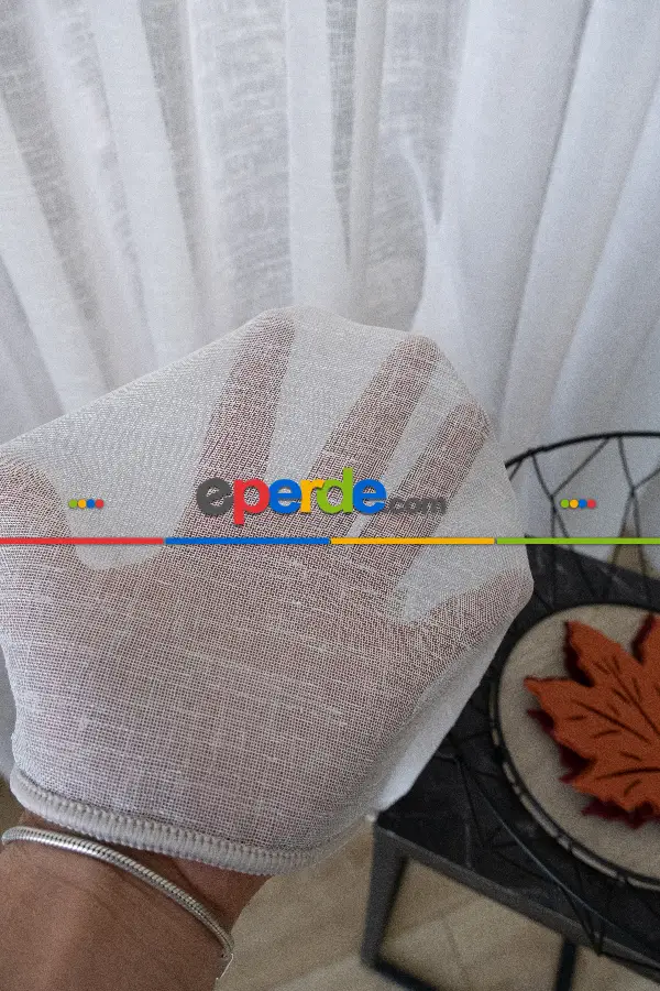 Naturel Keten Tül - Ekru - Kurşunlu Tül