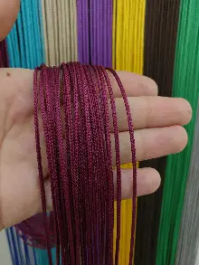 Mutfak İp Perde - Bordo Rengi İp Perde Kalın Zincir Serisi- Bordo