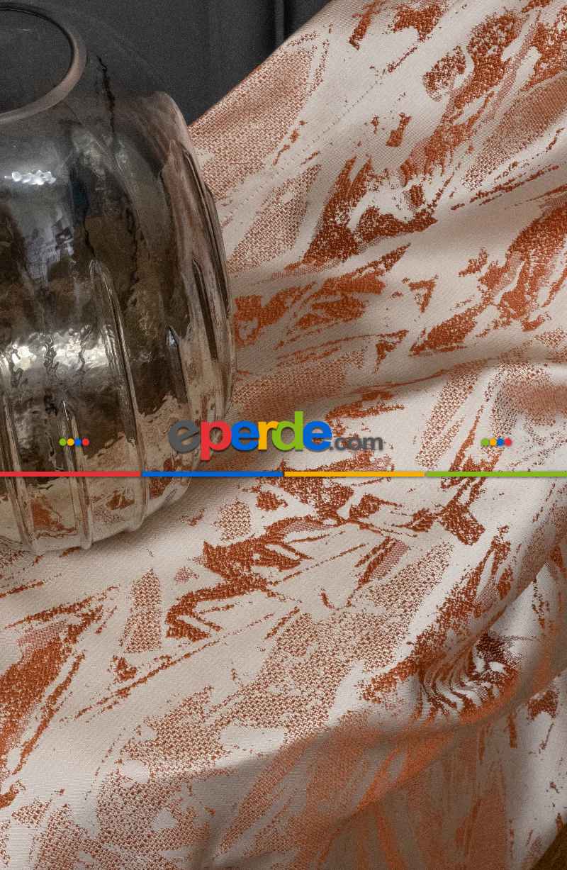 Jakar Dokuma Fon Perde Kiremit Renk