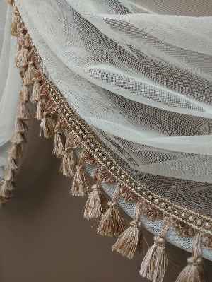 Düz Tül Perde Grek Zemin Ekru- Ekru - Kurşunlu Tül