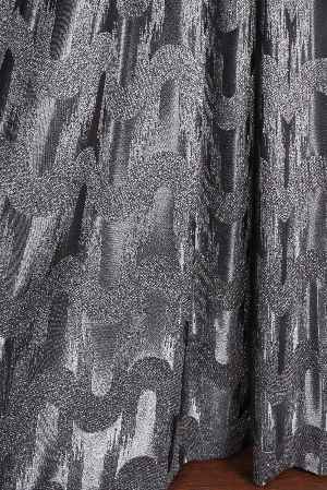 Avantgarde Antrasit Dalgalar Desenli– Modern Jakar Dokuma Fon Perde
