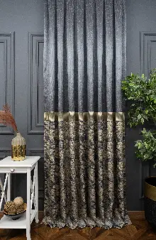 Antrasit Bejli Jakar Etek Pano Dökümlü Gramajlı Uygun Fiat Fon Perde (180)- Antrasit Bej