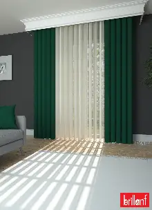 Brillant Akıllı Tül Perde Yeşil Renkli Tül Dikey Zebra Perde Düz 1. Kalite